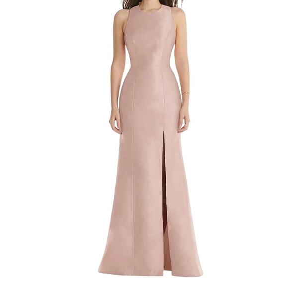 Alfred Sung dress D824 Jewel neck bowed open back trumpet size 6 - Picture 1 of 10